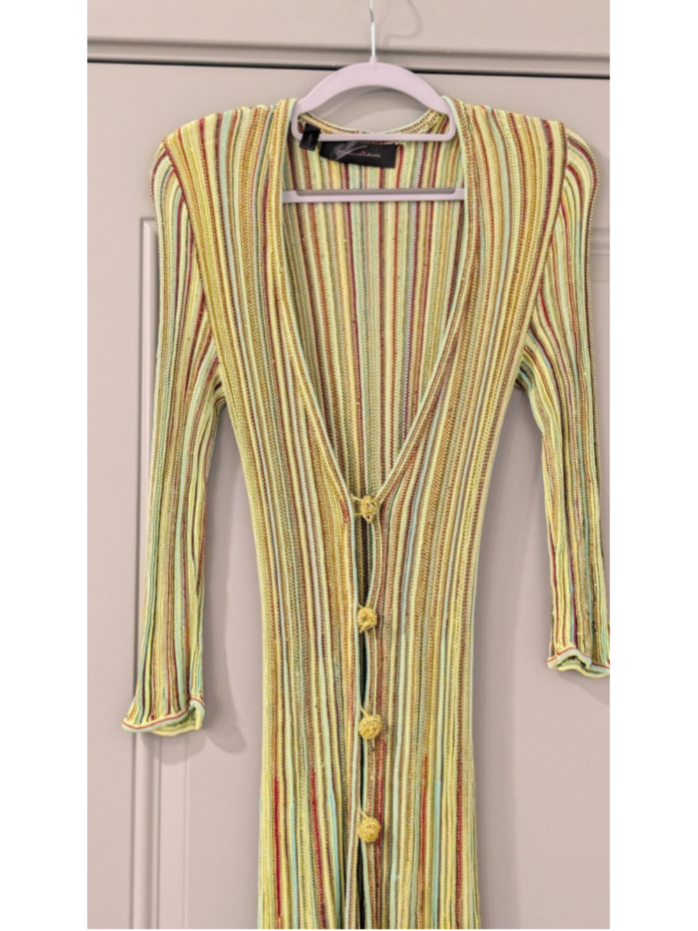 Women's Fisun Striped Knit swim cover up in Yellow and Red - Picture 2 of 11